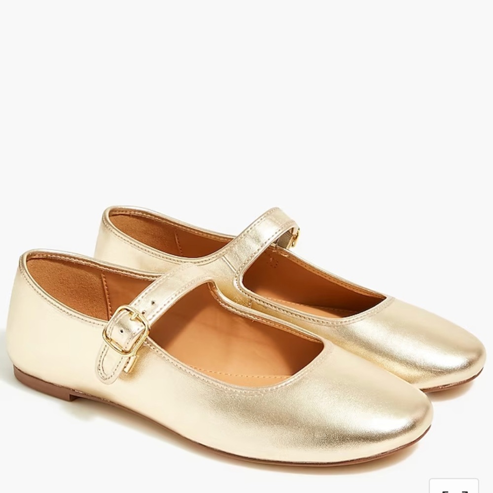 J. Crew Gold Mary Jane Flats New Balletcore size 9